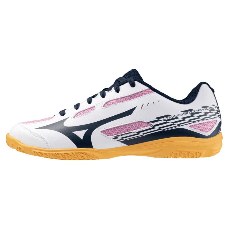 Унисекс кроссовки для настольного тенниса «Crossmatch Sword 2» от Mizuno, White X Navy X Pink