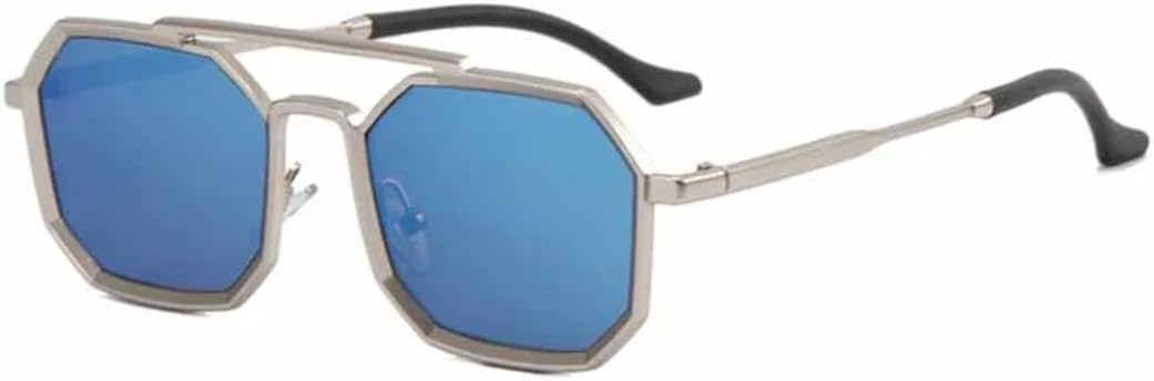 

Солнцезащитные очки с защитой UV400 | Металлическая маленькая оправа с двойной перемычкой | Для женщин и мужчин | Для занятий спортом на открытом воздухе и вождения DSVIGF, Silver Blue