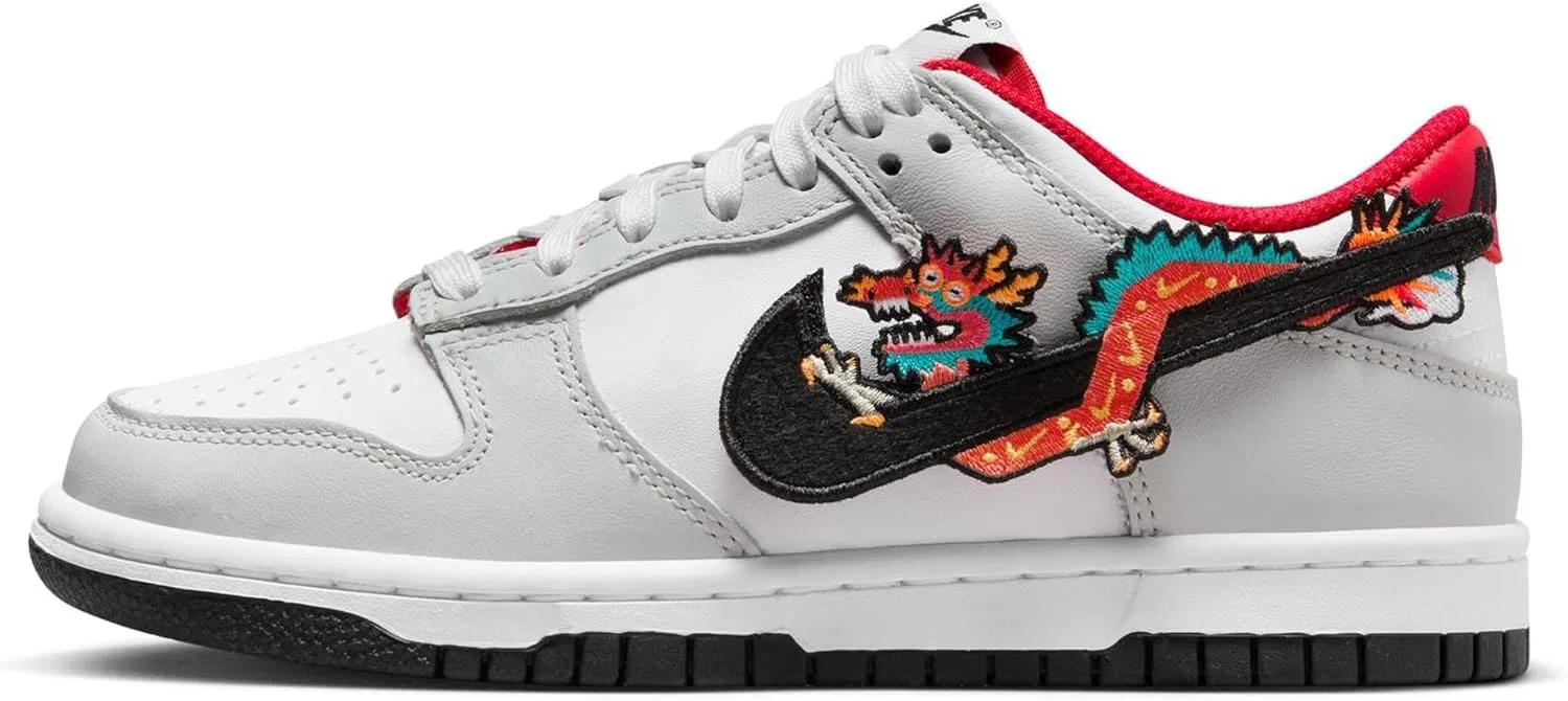 Кроссовки Nike Dunk Low, детские, белый/университетский красный/черный