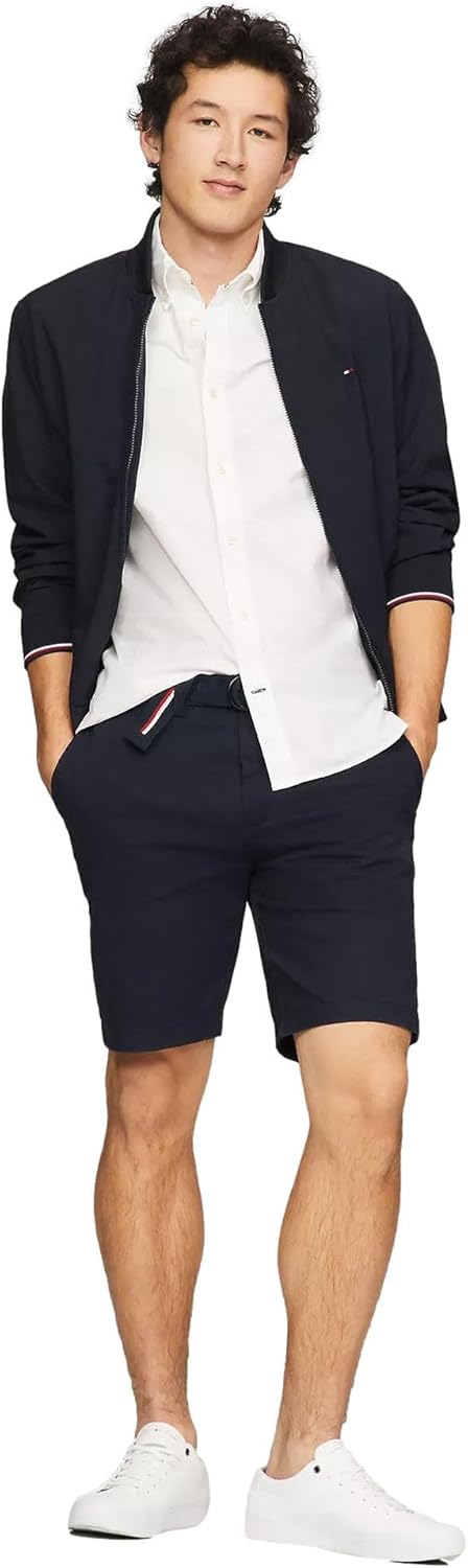 Мужская рубашка-оксфорд с коротким рукавом, классического кроя, Tommy Hilfiger, коллекция 2024, размер S, белый, Optic White — фото 2