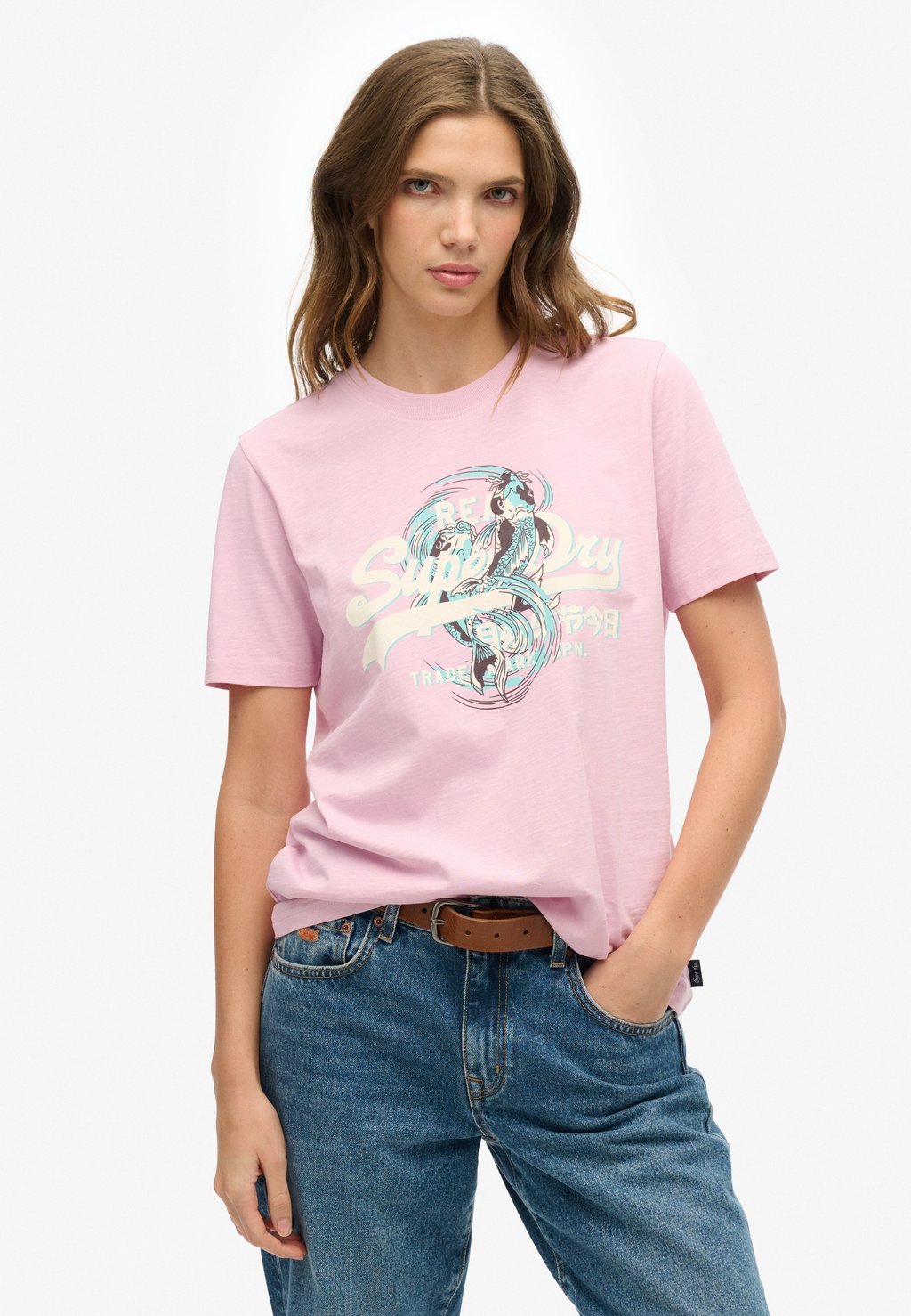 

Футболка с принтом VINTAGE LOGO NARRATIVE Superdry, розовый