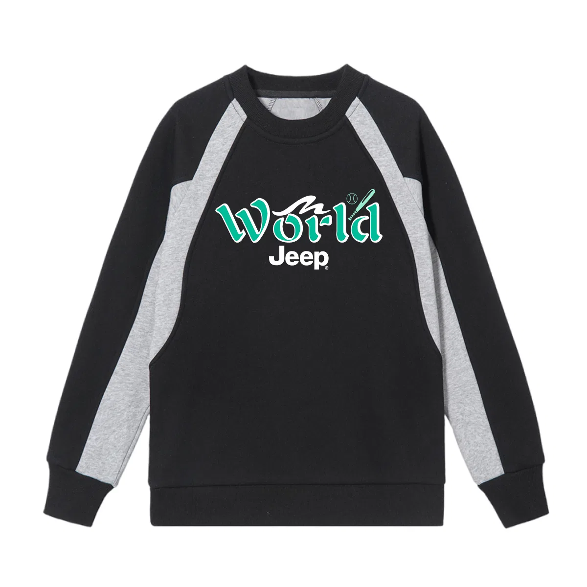 Свитшот детский с круглым вырезом утепленный Grade School Jeep, Black Gray