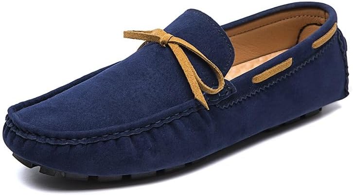 

Мужские лоферы Hhhchpm без шнурков, замшевые туфли с бантиком, мокасины, повседневные корабельные туфли, синий