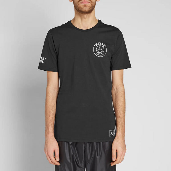 Футболка Air Jordan X PSG Crossover Paris Saint-Germain jump man Large LOGO Short Sleeve Black, черный — фото 3