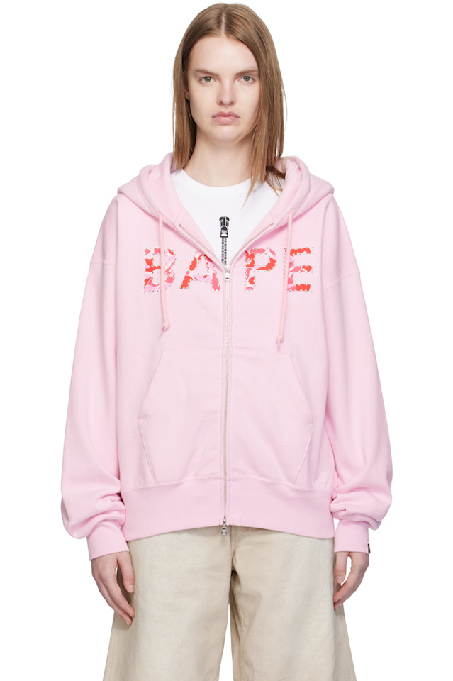 

Толстовка на молнии с широким верхом и камуфляжным логотипом Abc Bape, розовый