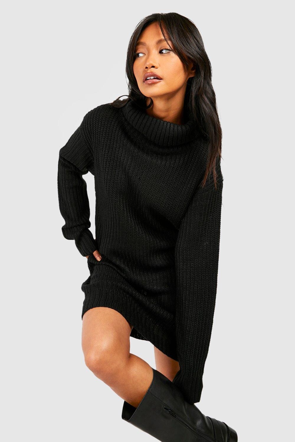 

Платье-джемпер Fisherman с высоким воротником и высоким воротником boohoo, черный