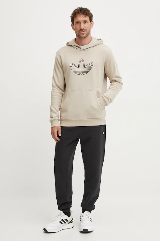 Хлопковая толстовка Outline Hoodie Adidas Originals, бежевый — фото 2