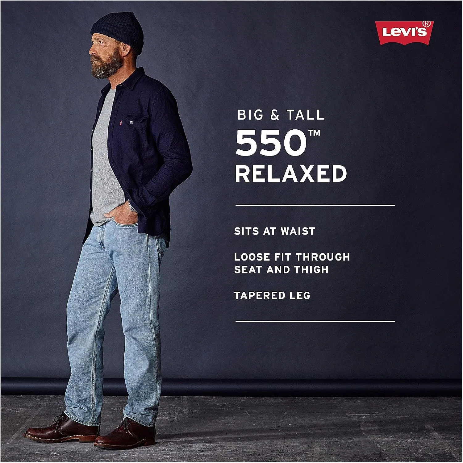 Джинсы Levi's Relaxed Fit, Rinse Dark Wash Stretch — фото 4