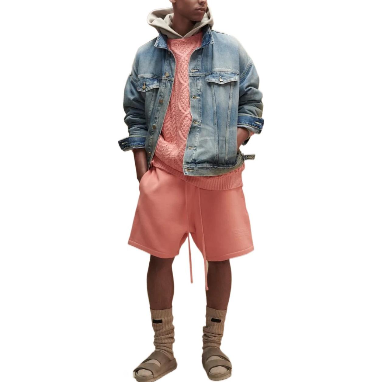 Шорты-свеатшоты Fear Of God Essentials, Кораллово-красный — фото 4