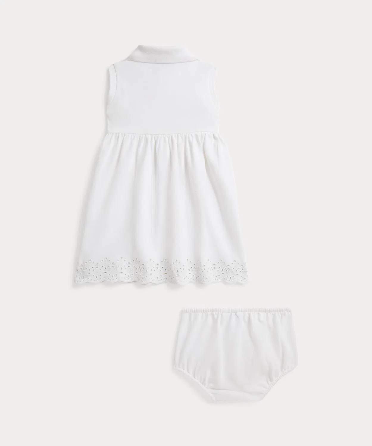 Платье-поло с ажурной вышивкой и шорты Ralph Lauren, белый — фото 2