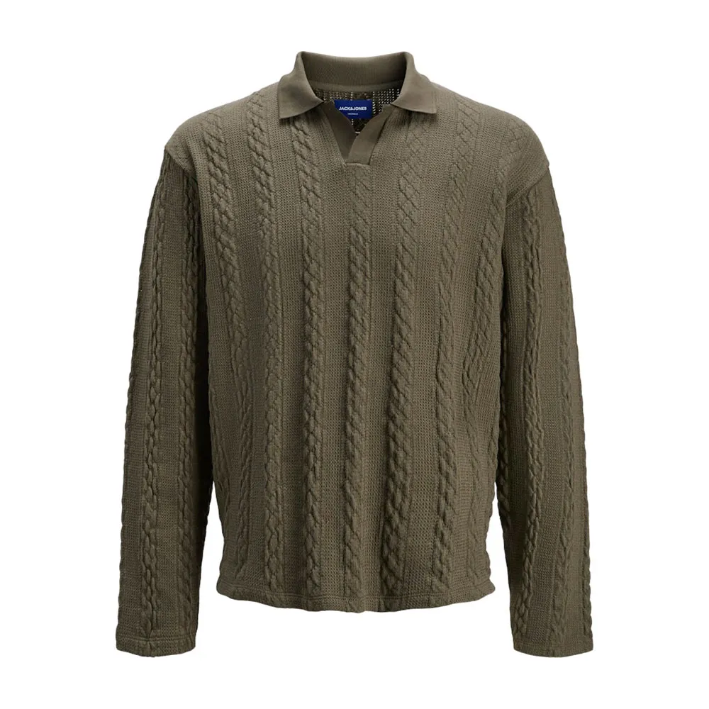 

Поло с длинным рукавом Jack & Jones Winter Cable, зеленый