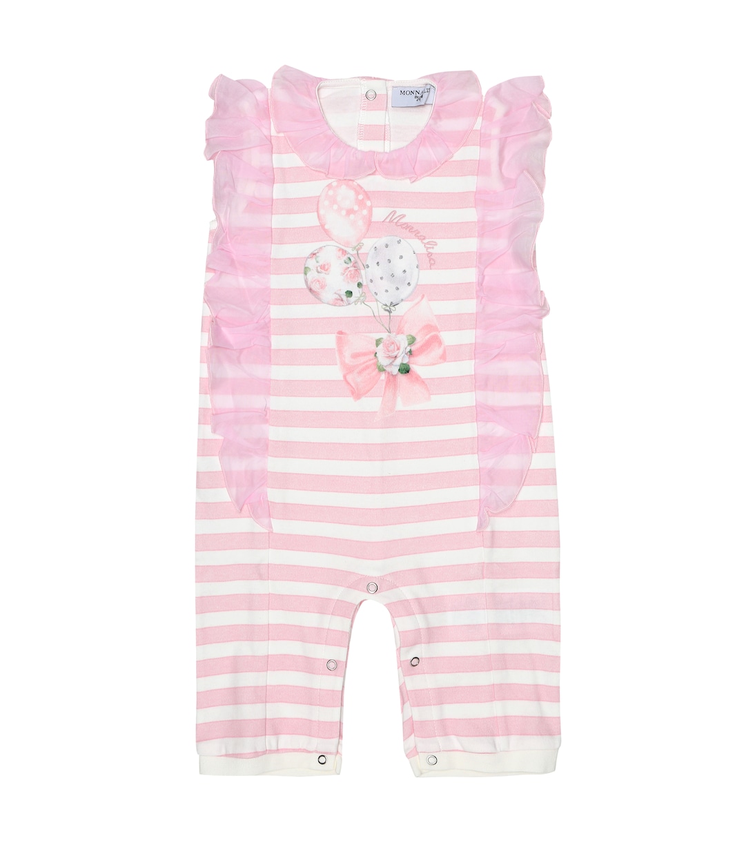 

Детский полосатый хлопковый комбинезон Monnalisa, розовый