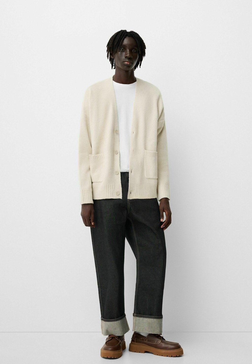 

Кардиган WITH POCKETS Bershka, песочный