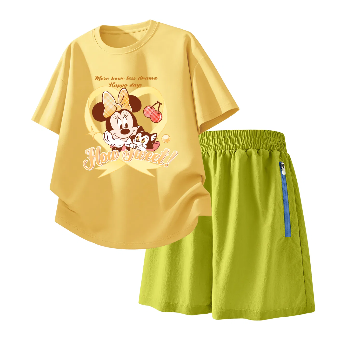 Детский спортивный костюм Casual Sportswear 2 Piece Set Disney, Daisy Hearty Cheese Yellow+Solid Color Camellia Green