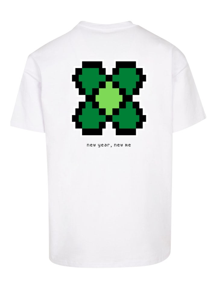 

F4NT4STIC Новогодняя футболка с пиксельным изображением клевера белого цвета, Белый, F4NT4STIC Новогодняя футболка с пиксельным изображением клевера белого цвета