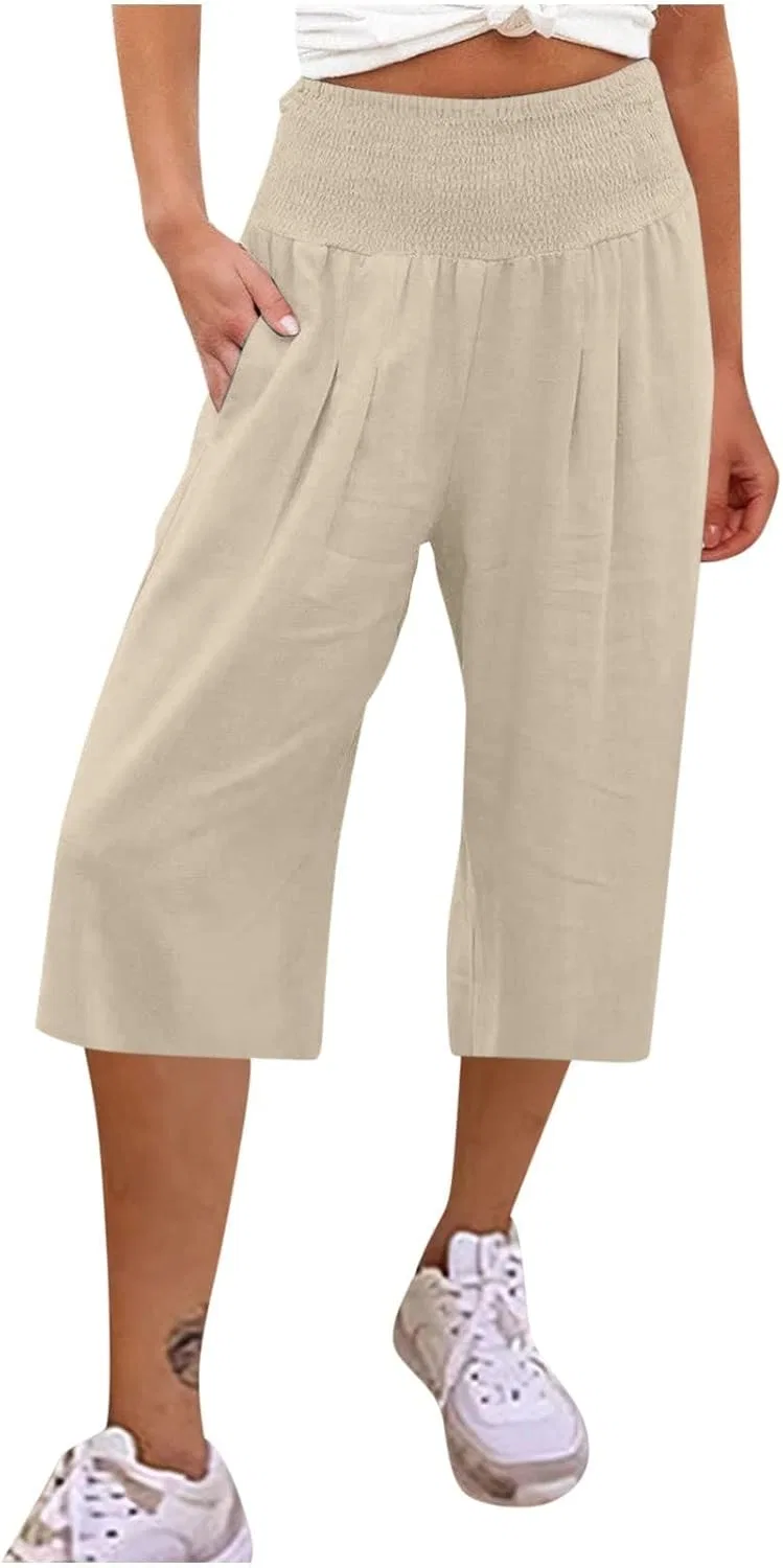 Брюки капри с завязкой, Khaki