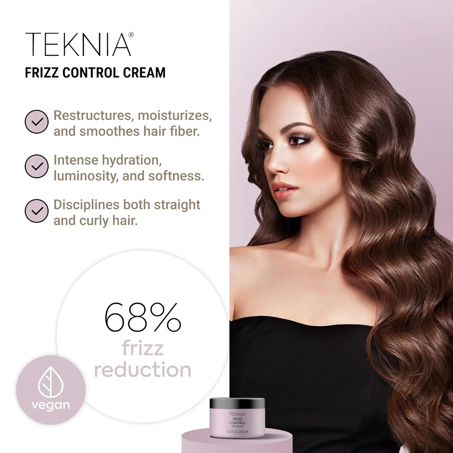 Средство для контроля пушистости волос LAKMÉ Teknia Frizz Control Treatment, средство против пушистости для вьющихся и пушистых волос, 8,5 жидких унций. — фото 2