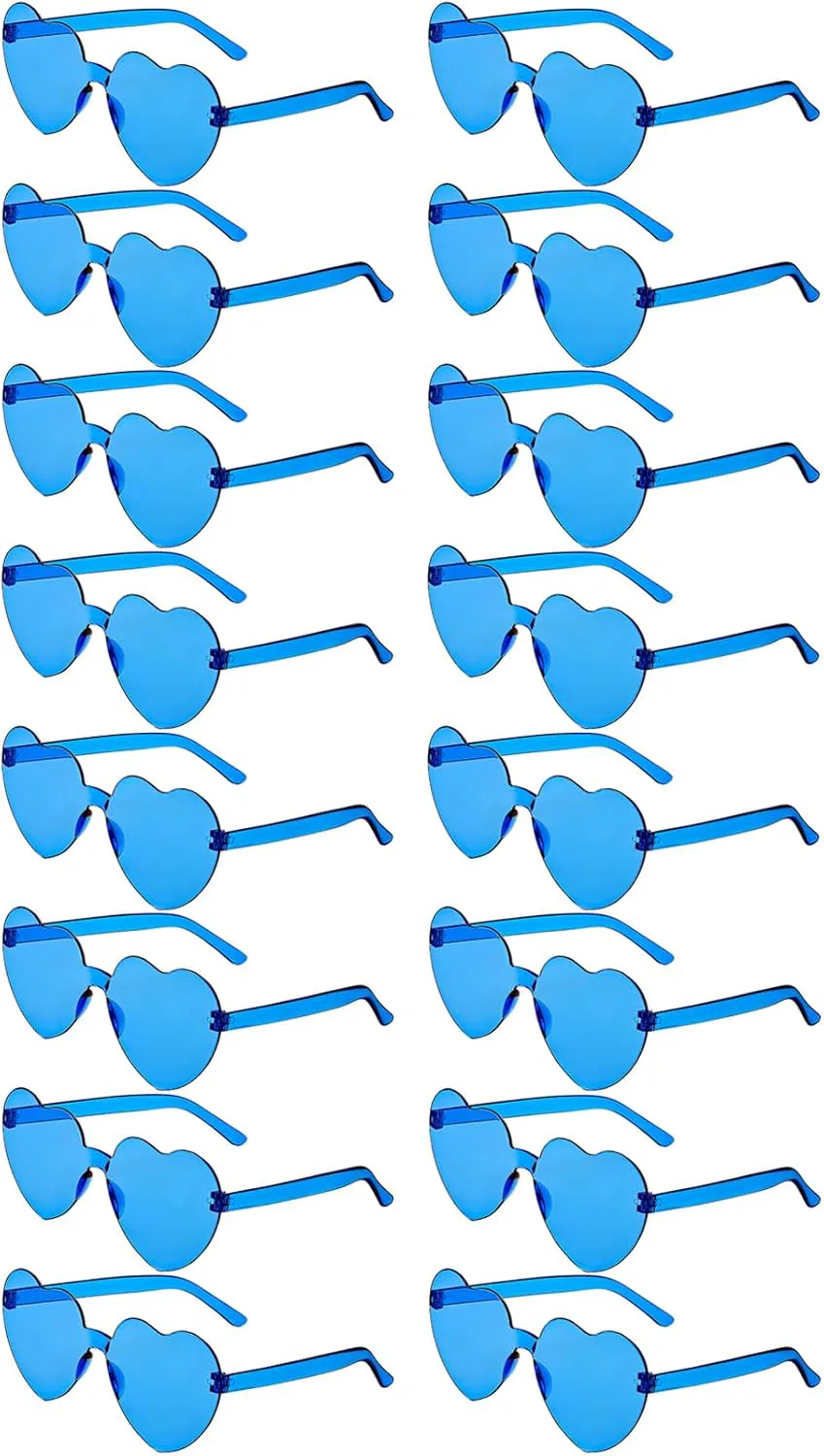 

14/16/18 пар солнцезащитных очков в форме сердца, конфетные цвета, без оправы, забавные очки в форме сердца для женщин, сувениры для вечеринок LYMOJOR, 16 Pack Blue