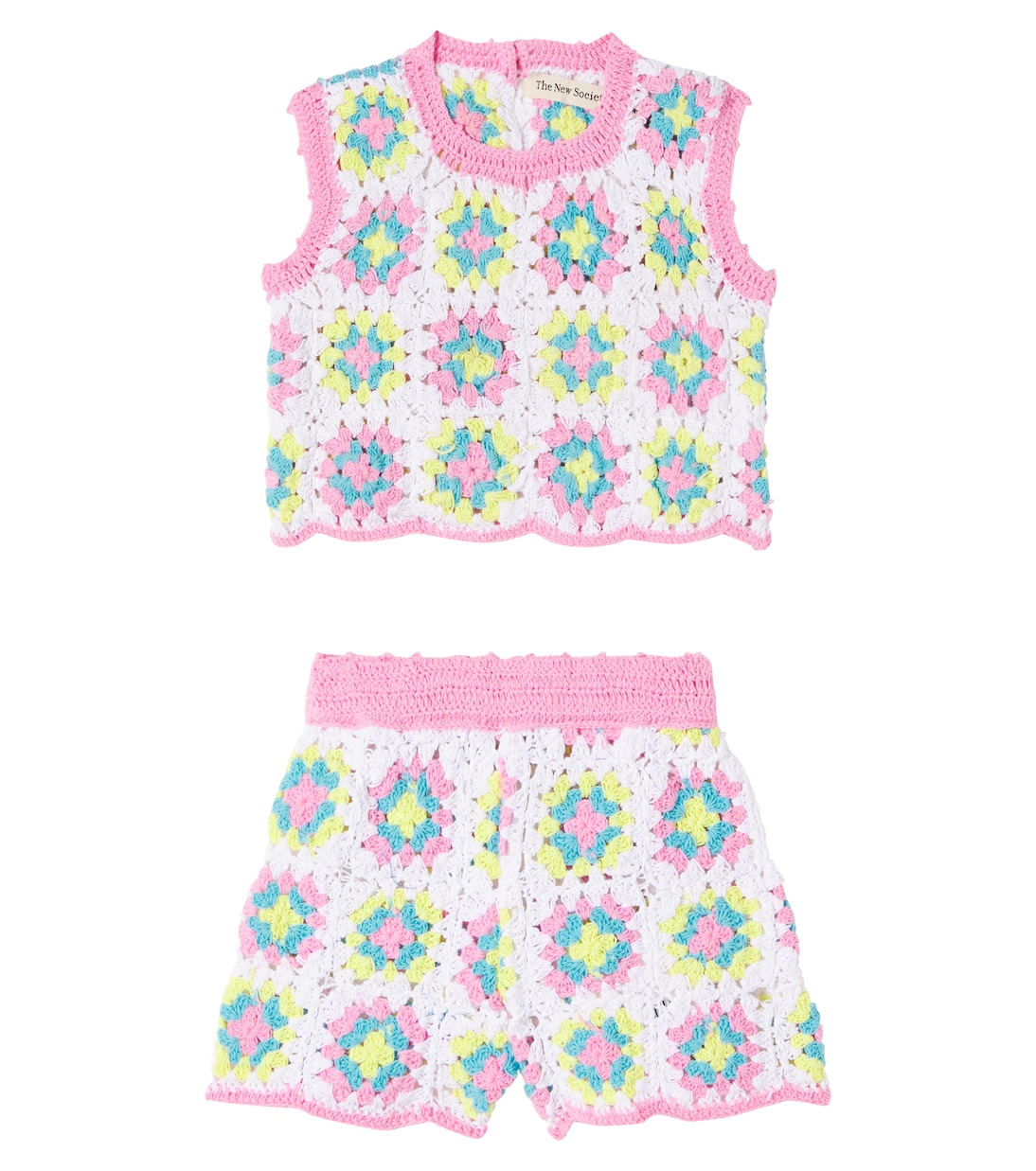 

Комплект из хлопкового топа и шорт для малышки Никайя, связанный крючком The New Society, Coconut