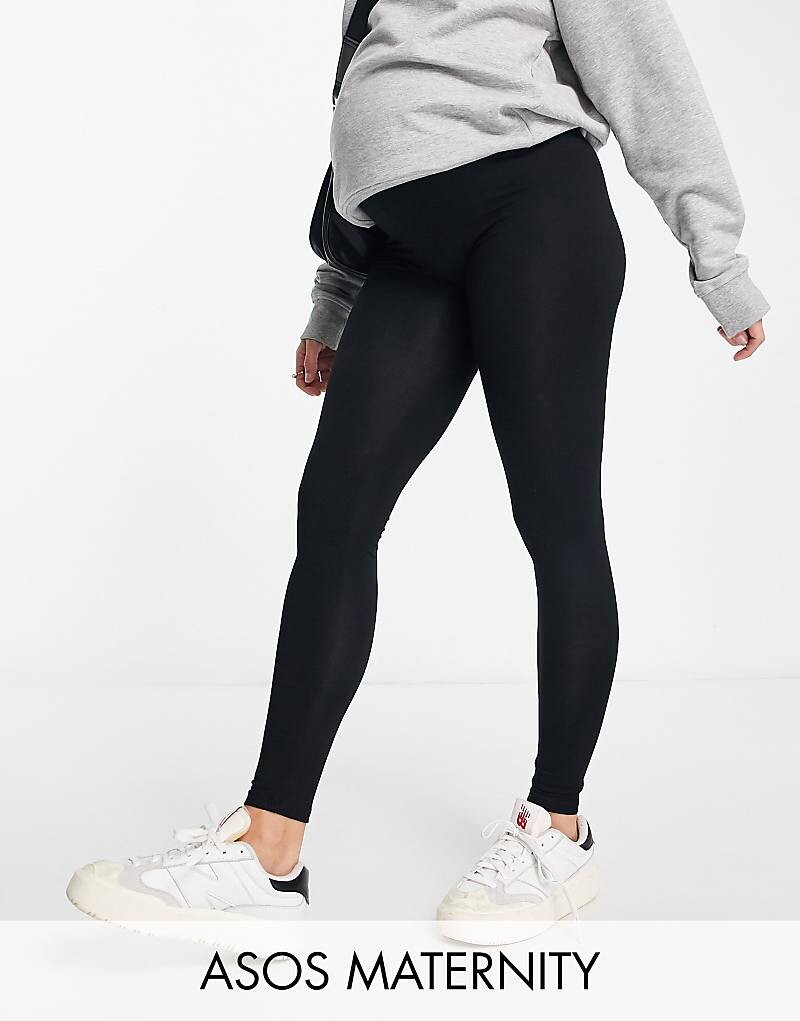 

Черные леггинсы ASOS DESIGN Maternity – с поясом выше живота