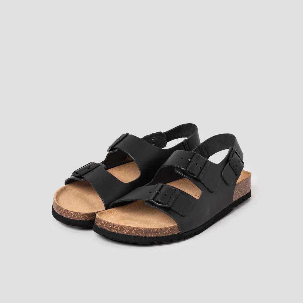 Мужские чёрные сандалии с двумя ремешками Cork Two Strap от Scholl