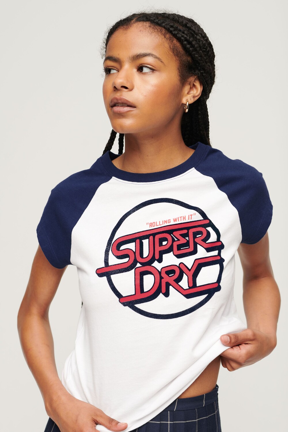 

Бейсбольная мини-футболка Roller с принтом Superdry, белый