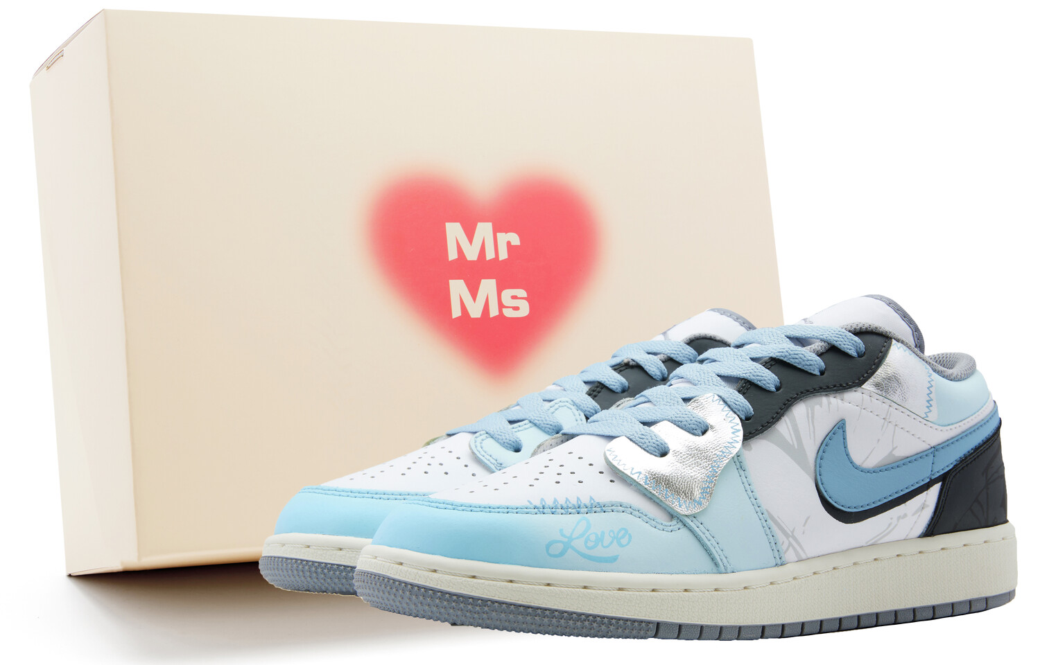 

Кроссовки Air Jordan 1 Vintage Basketball Shoes Women's Low-top Blue/black/white, синий/черный