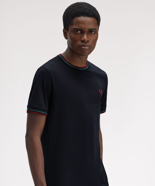 

Футболка с двойной отделкой FRED PERRY, темно-синий