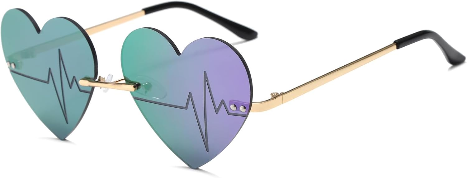 

Солнцезащитные очки YAMEIZE в винтажном стиле с оправой в форме сердца — зеркальные очки в форме сердца, модные и забавные очки для вечеринок и Хэллоуина, для женщин и мужчин, Purple Film
