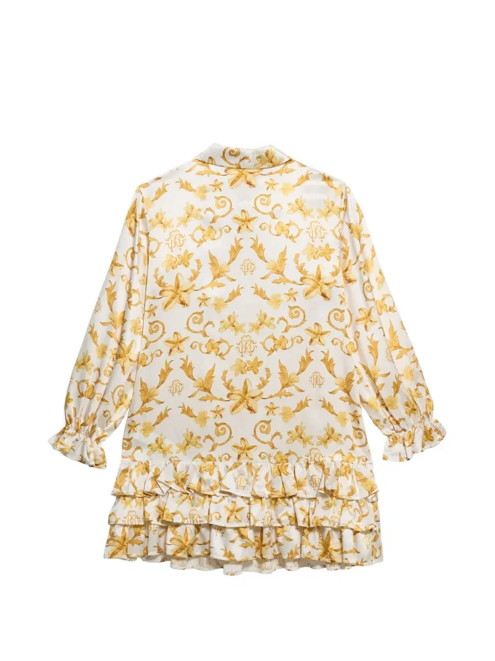 Блузка с оборками и цветочным принтом Roberto Cavalli Junior, белый — фото 2