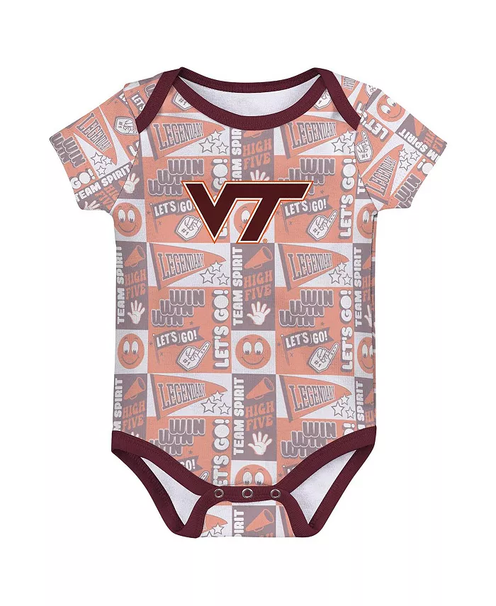 Новорожденный бордовый боди Virginia Tech Hokies Sunday Comics, набор из 3 штук Outerstuff — фото 2