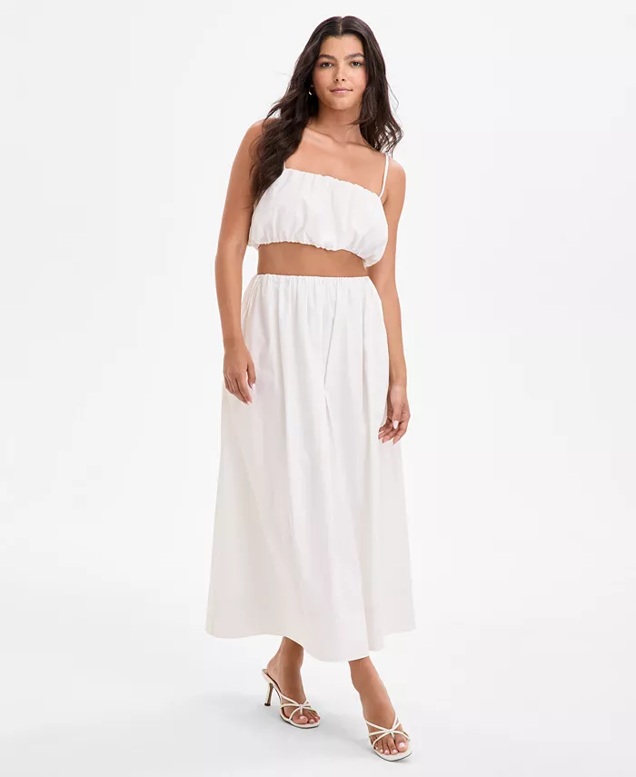 

Женский укороченный топ Nomi Cotton и юбка миди Nomi Cotton French Connection, белый