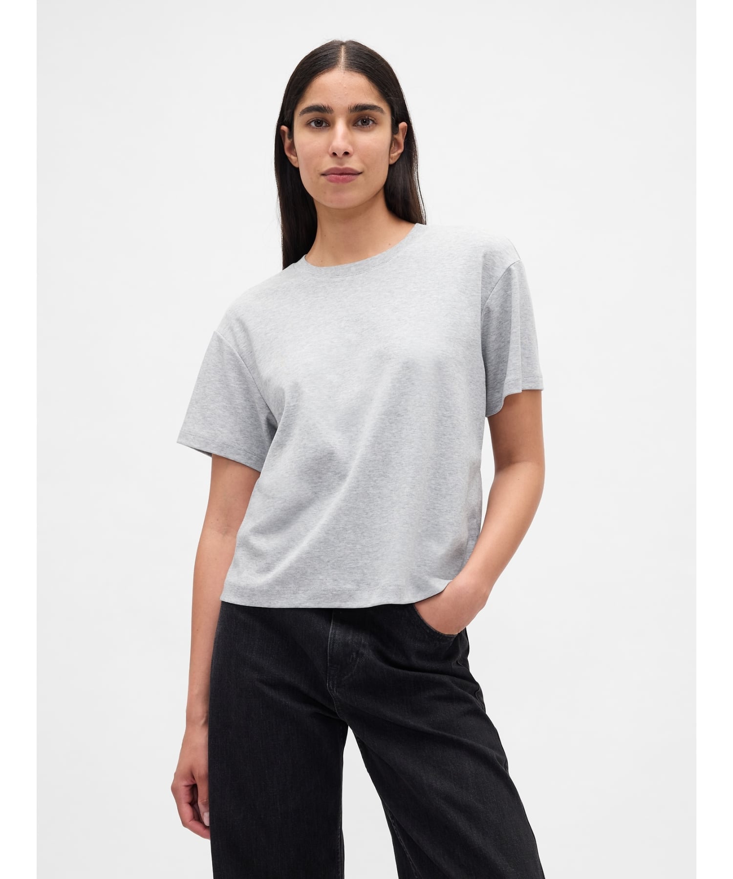 (W) Хлопковая футболка свободного кроя Supima(R) GAP, BC15_LT_GREY_HEATHER