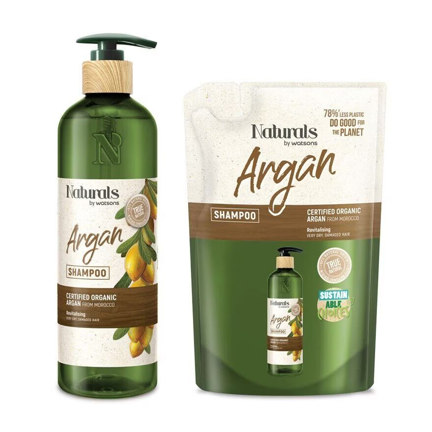 

Naturals by Watsons Naturals By Watsons True Natural Шампунь с арганой, 490 мл+450 мл (сменный блок), White