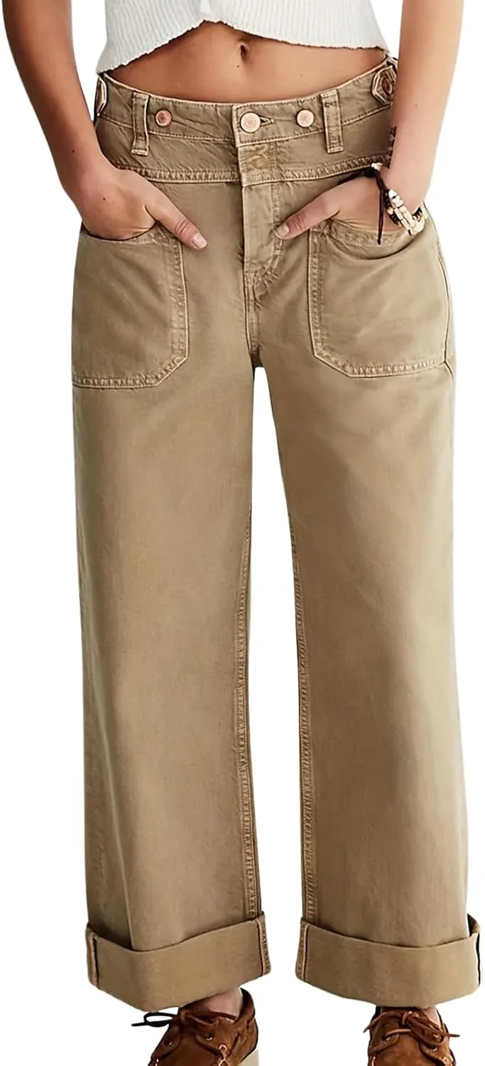 

Женские джинсы прямые широкие с высокой посадкой Leyoutx