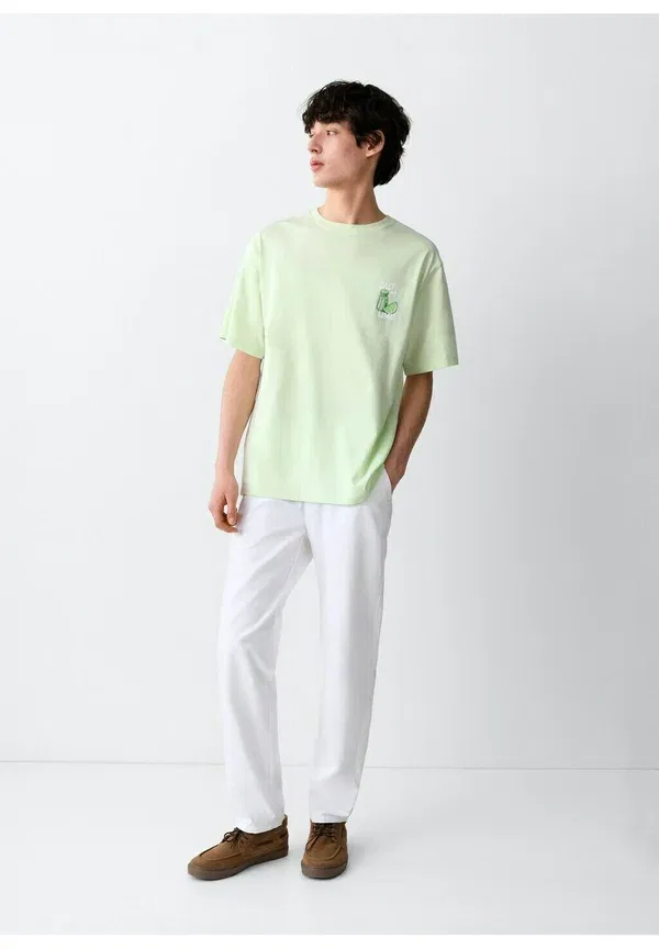 Футболка Mango Kids Teen print, зеленая