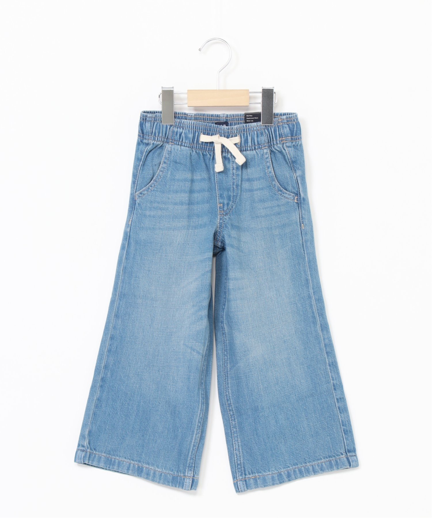 (K) Джинсы с высокой посадкой и широкими штанинами (детские) GAP, MEDIUM_WASH — фото 2
