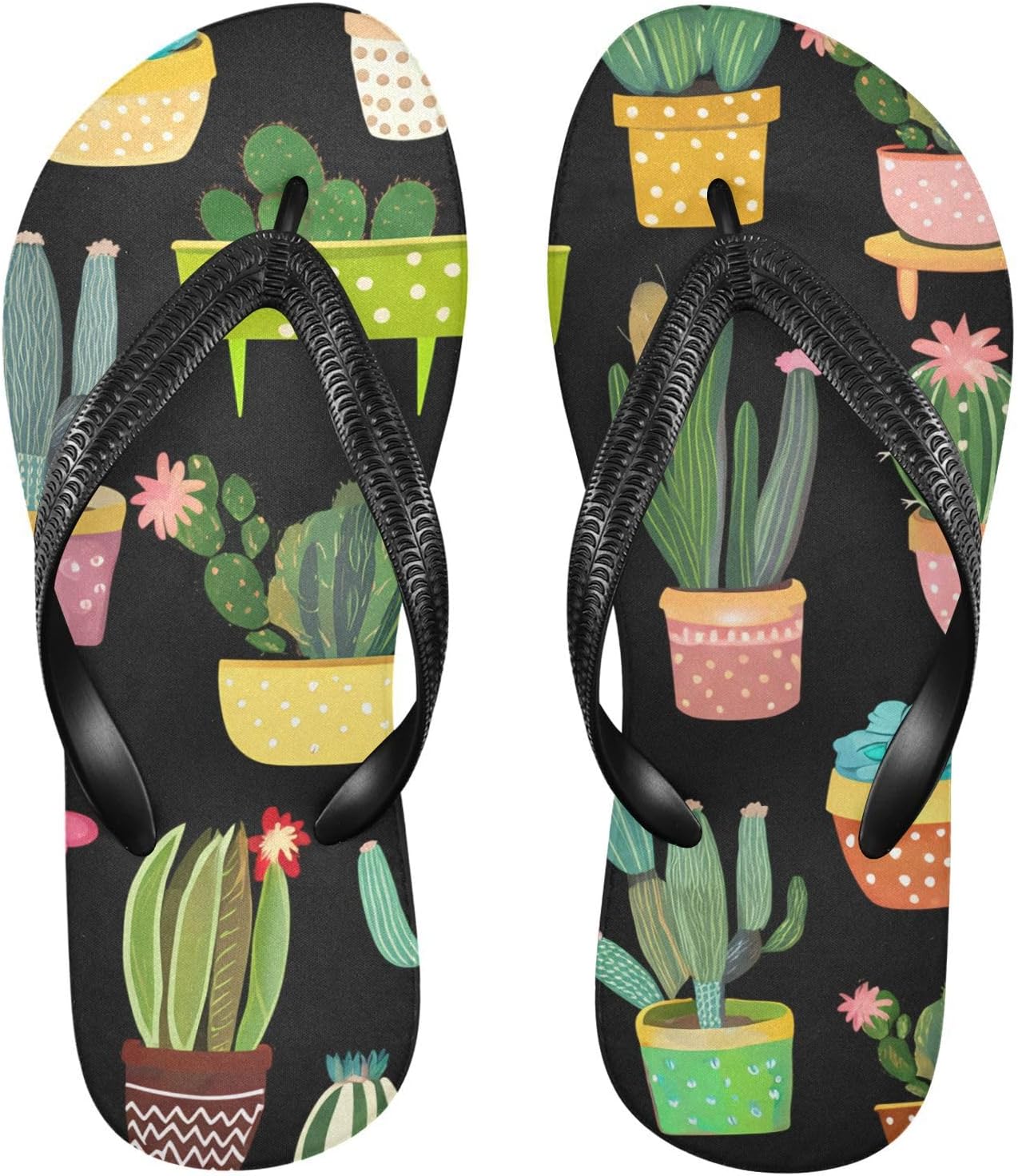 

Вьетнамки с кактусом в горшке, черные, для пляжа и душа, резиновые, противоскользящие, летние тапочки для женщин и мужчин Sinestour