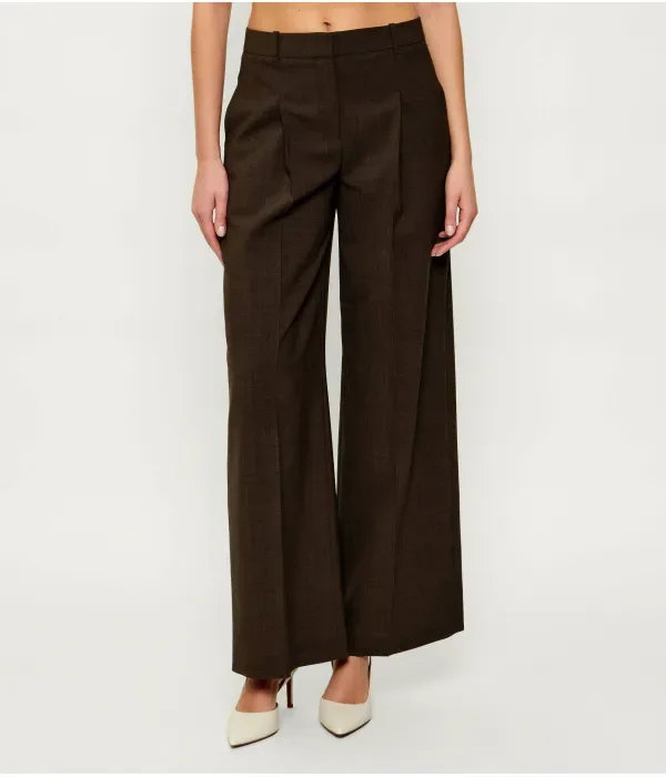 Шерстяные брюки Tiana4 regular fit Boss, коричневый