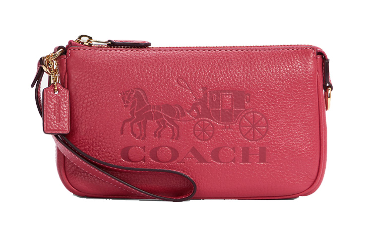 

COACH Женская кожаная сумка-кошелек, сумка через плечо, клатч-трубы, розовая