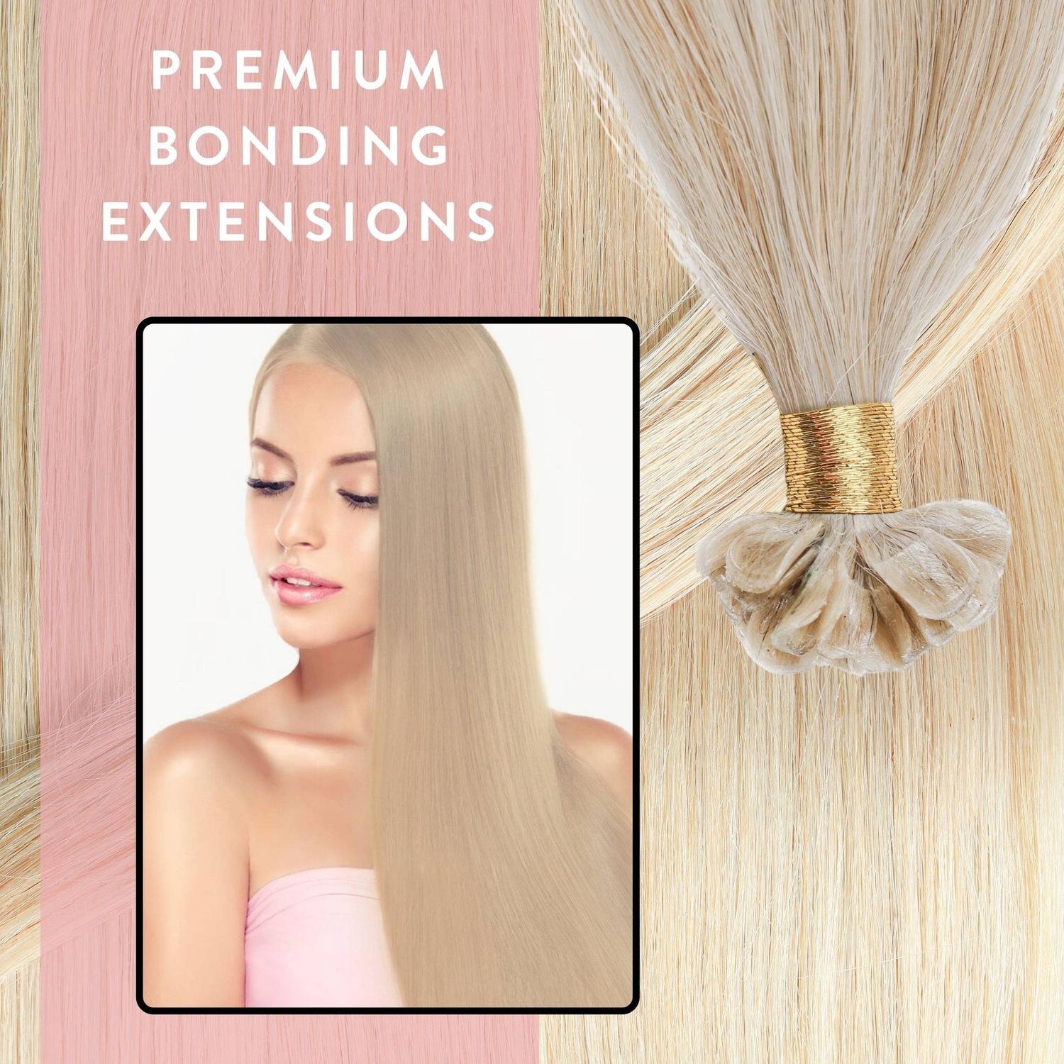 Накладные волосы bonding extensions premium echthaar #10/1 hell-lichtblond asch 1g Hair2Heart, 50cm, количество 25 шт. — фото 2