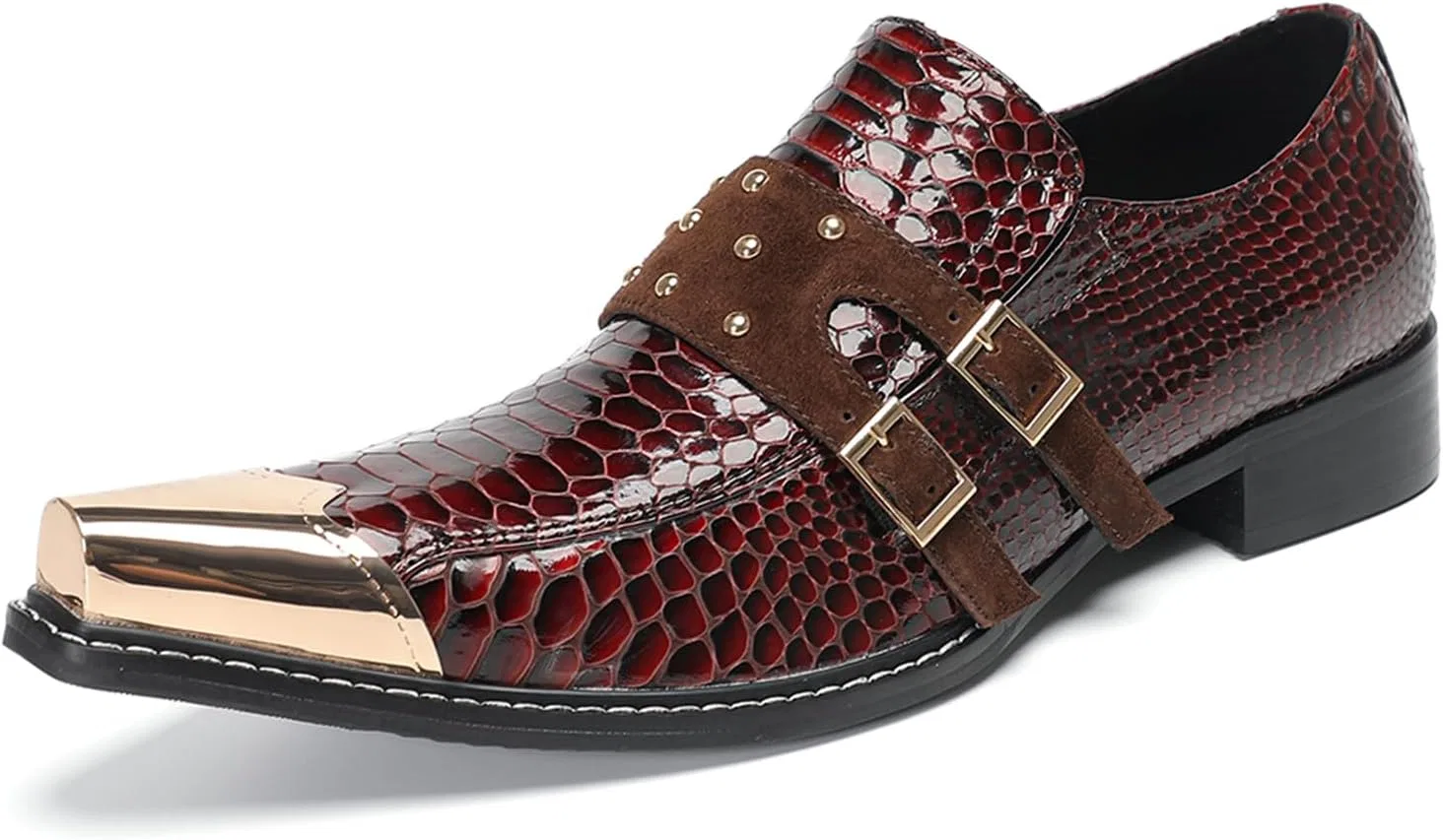Туфли Schuhe Für Herren, Persönlichkeit, Atmungsaktive Freizeit-Modeschuhe, Business-Lederschuhe Mit Metallkappe Für Party, Freizeit, Hochzeit HGTREDPK, Rot