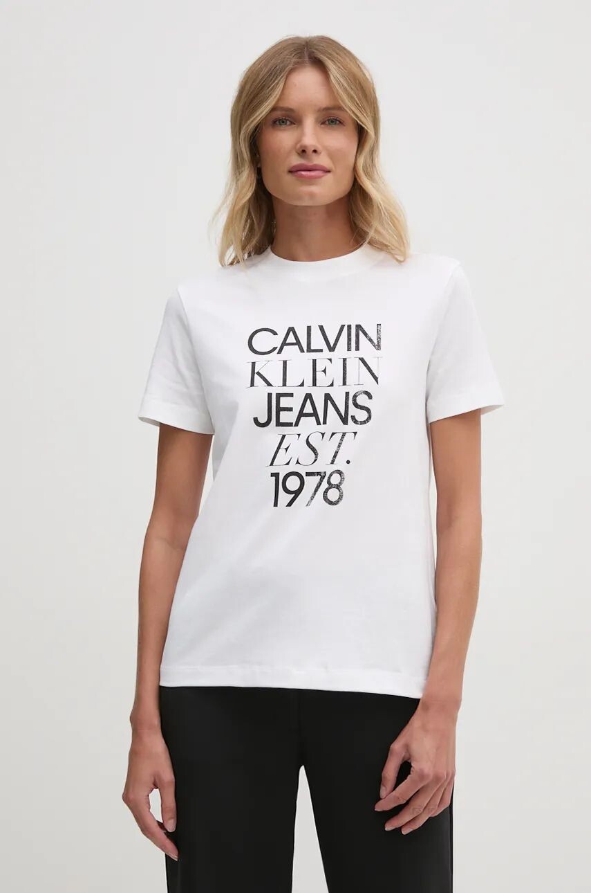 

Хлопковая футболка Calvin Klein Jeans, белый