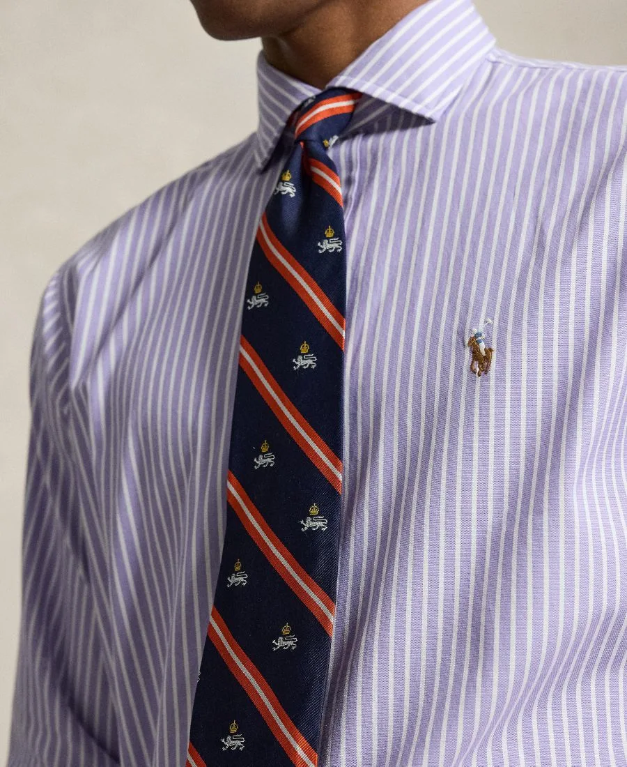 Мужская рубашка с длинными рукавами в стиле «Оксфорд» с перфорацией Polo Ralph Lauren, lavender/белый — фото 4
