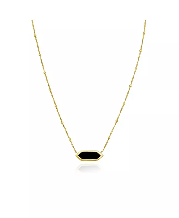 

Ожерелье из шестиугольных бусин оникса, 14-каратное золото The Lovery, onyx