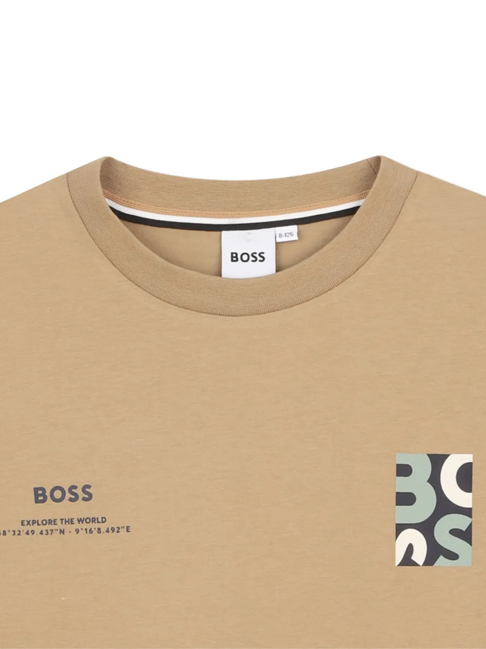Футболка с графичным принтом Boss Kidswear, бежевый — фото 3