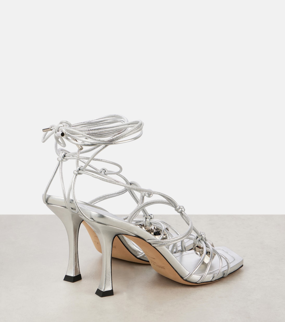 Сандалии из металлизированной кожи Jemma 90 Jimmy Choo, серебряный — фото 3