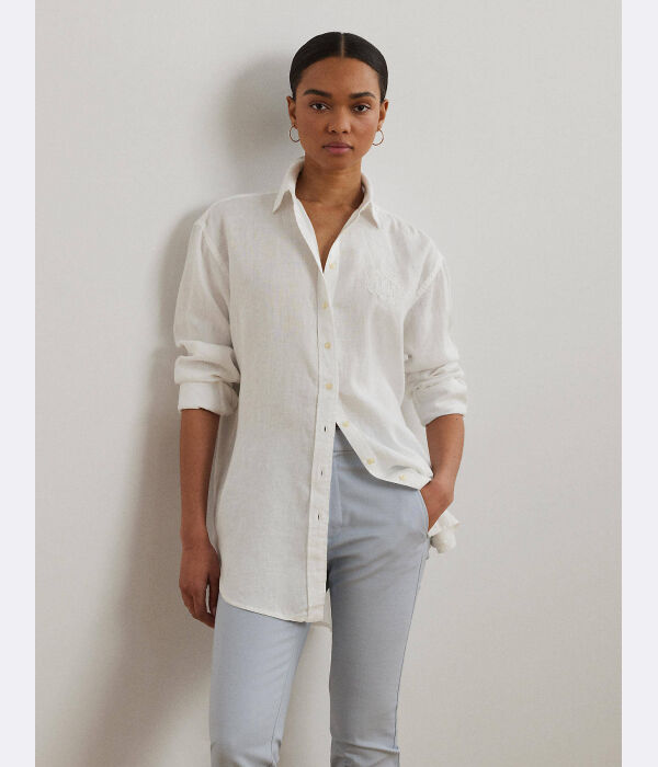 

Льняная рубашка Oversize fit Lauren Ralph Lauren, белый