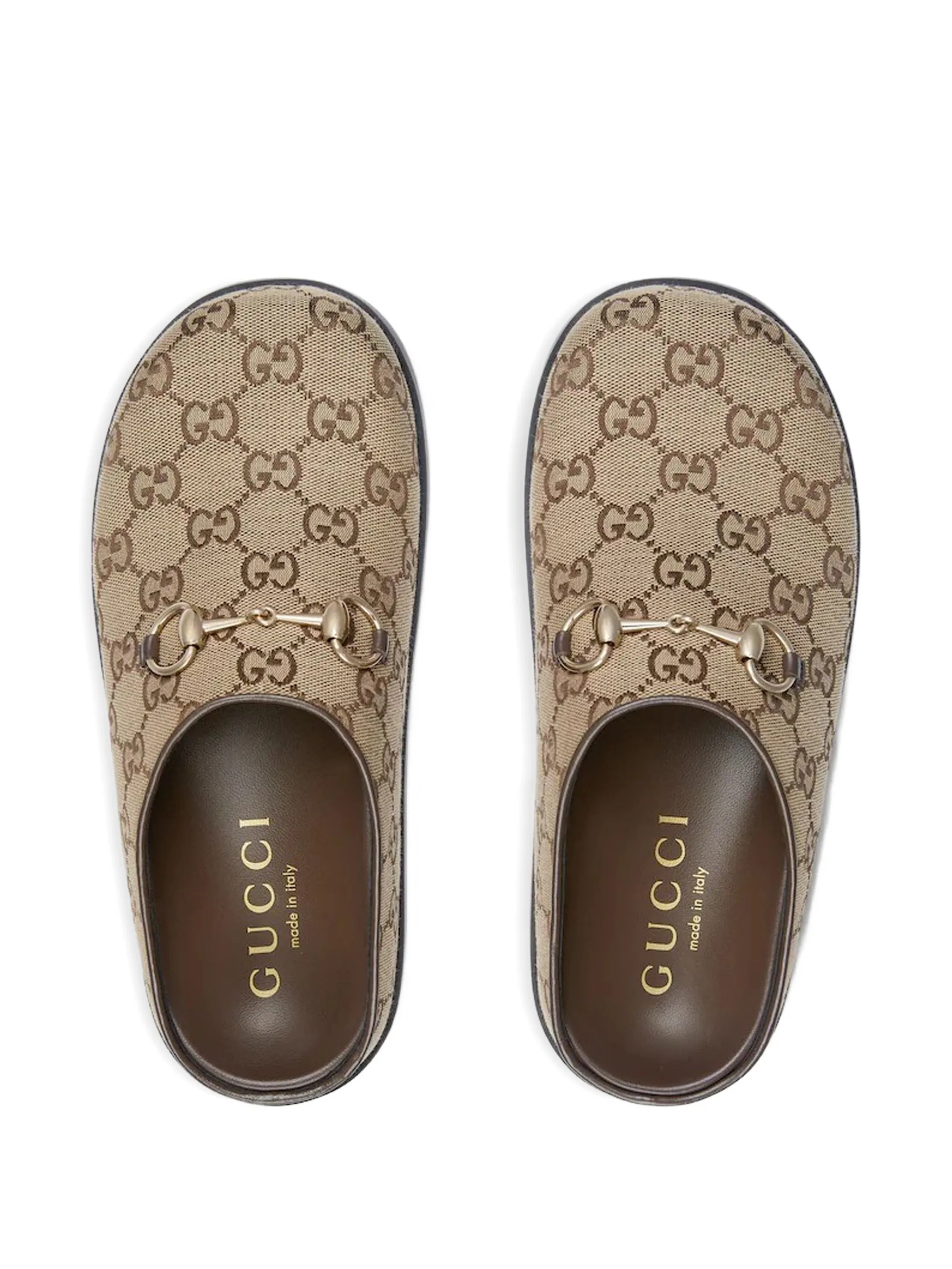 Мюли с пряжкой Horsebit и узором GG Gucci, коричневый — фото 3