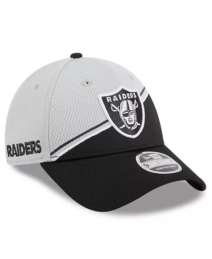 

Мужская серо-черная регулируемая кепка Las Vegas Raiders 2023 Sideline 9FORTY New Era, серый